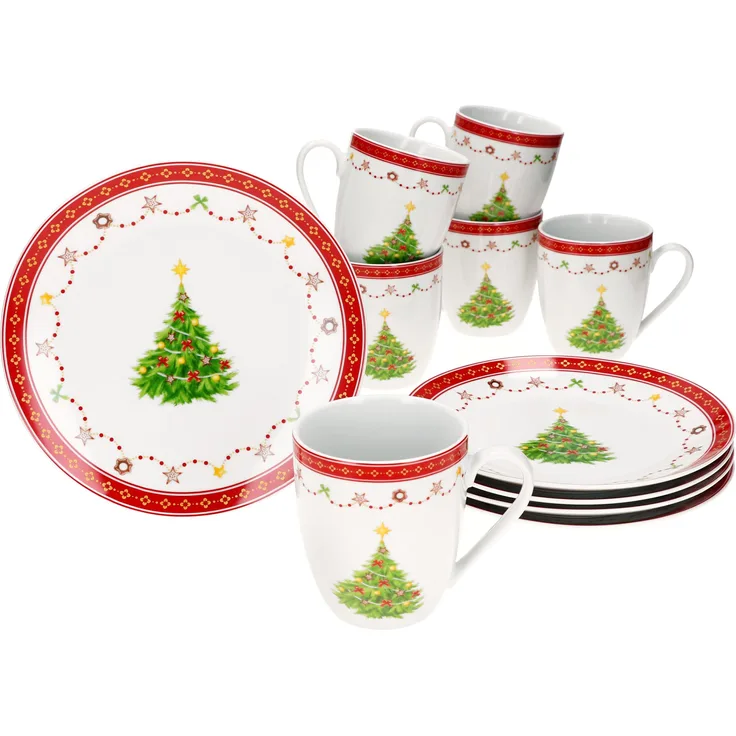 Weihnachtstraum 12tlg Frühstücksset Porzellan 6 Pers. Weihnachten