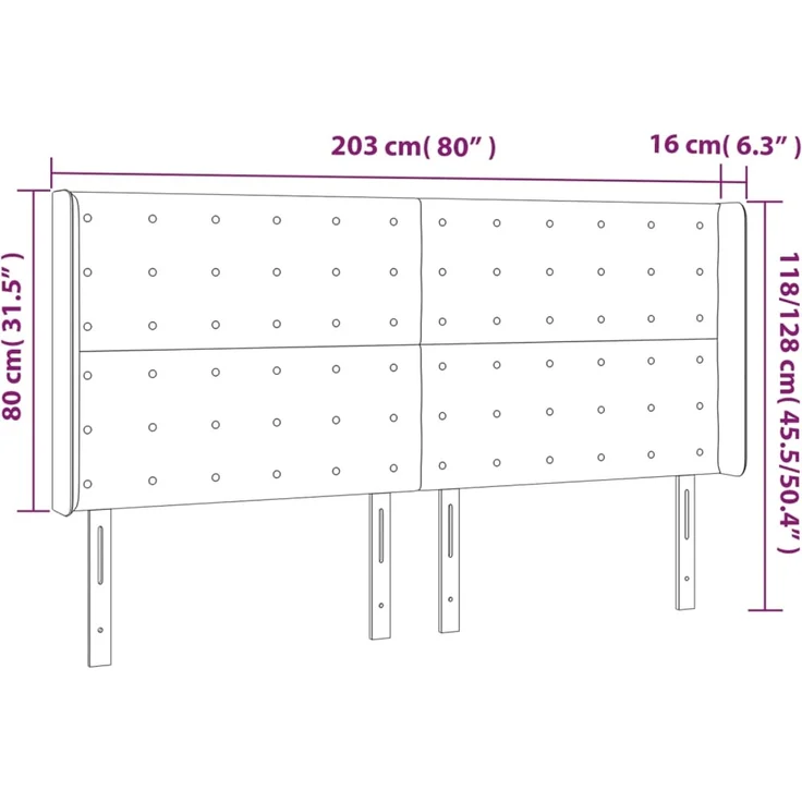 vidaXL Kopfteil mit Ohren Dunkelgrau 203x16x118/128 cm Samt 3120081 – Bild 9