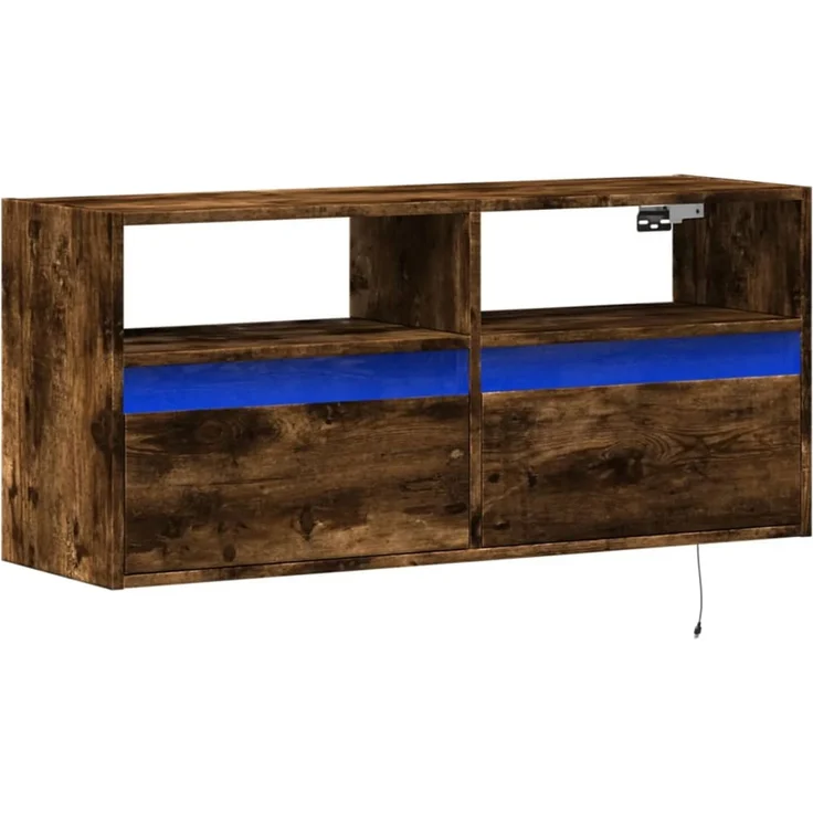 TV-Wandschrank, Fernsehschrank mit LED-Beleuchtung Räuchereiche 100 x 31 x 45 cm – Bild 3