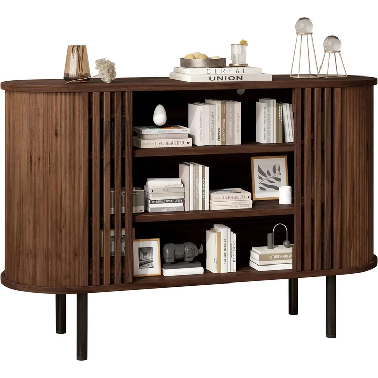 ZUBALIYA Sideboard 120x40x80 cm, aus MDF / Spanplatte, Walnuss – Bild 11