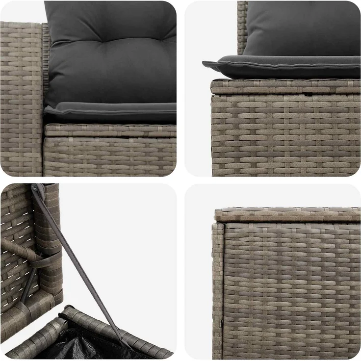 vidaXL Sofa Set 5 stk. Grau und Dunkelgrau Polyrattan und Stahl 3447858 – Bild 6