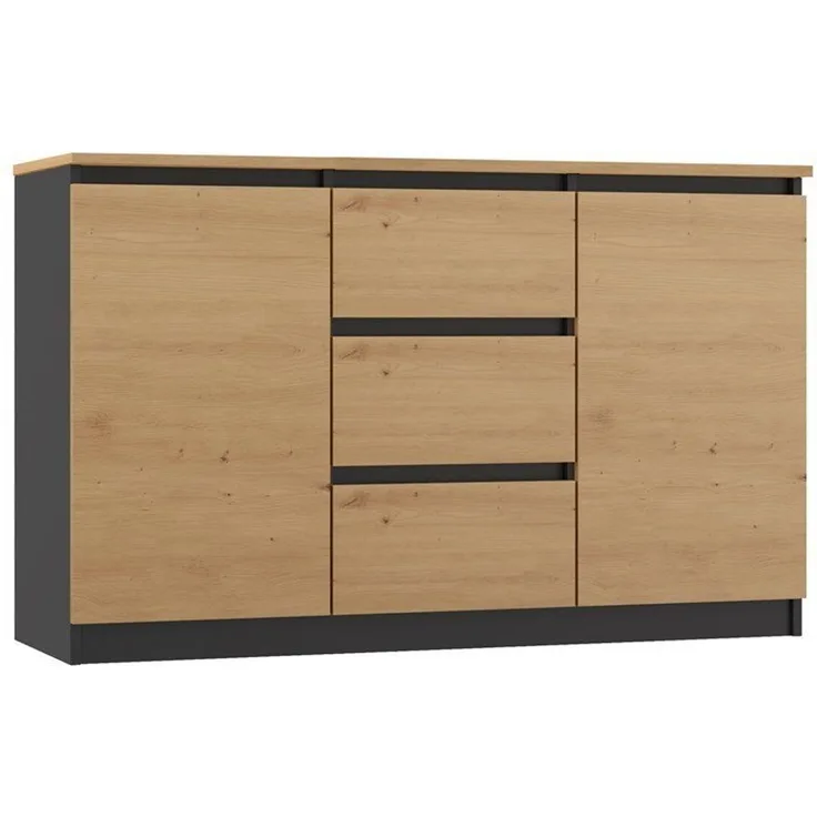 ibonto ECKKOMMODE HANDWERKLICHE EICHE 40x120x75cm (H 75 x T 40 x B 120 cm)