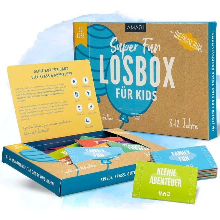 Amari Geschenkbox AMARI ® Losbox für Kinder - 50 Lose mit Ideen für Spiel & Spaß
