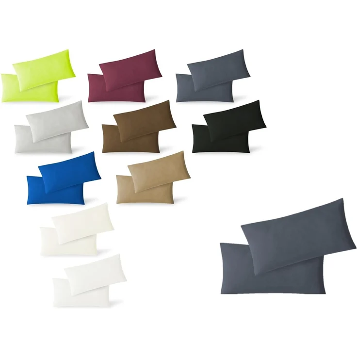Jersey Kissenbezug, 2er Set, Baumwolle, Anthrazit, 40x60 cm – Bild 1