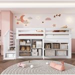 Odikalo Kinderbett Hochbett Stauraum Schubladen Schreibtisch ohne Matratze 90*200cm weiß