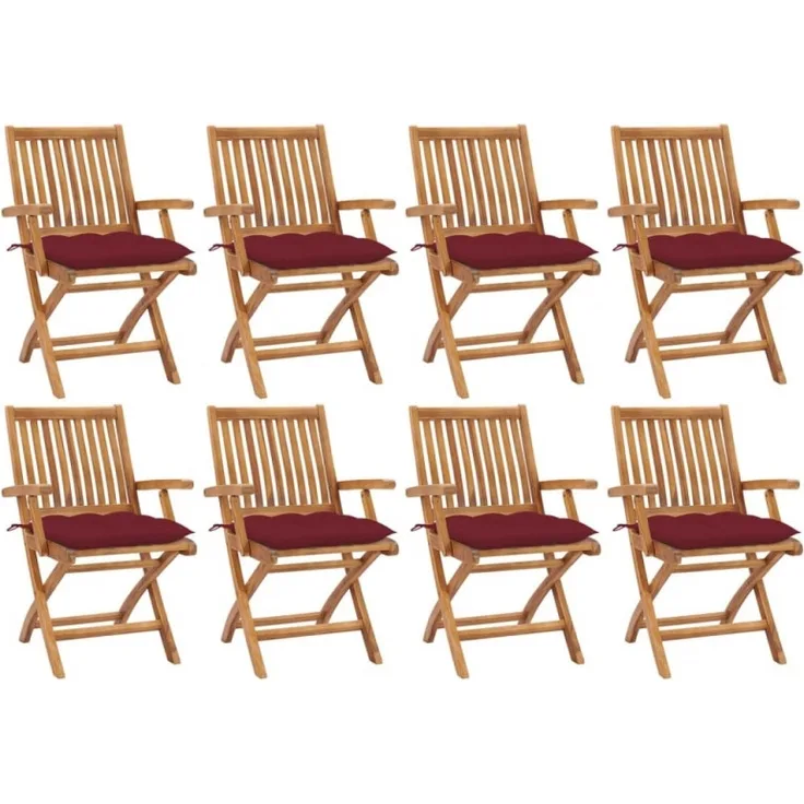 Klappbare Gartenstühle mit Kissen 8 Stk. Massivholz Teak