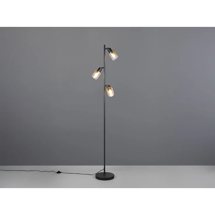 LED Stehlampe mit 3 schwenkbaren Glas Spots Amberfarbig, Höhe 154cm – Bild 3