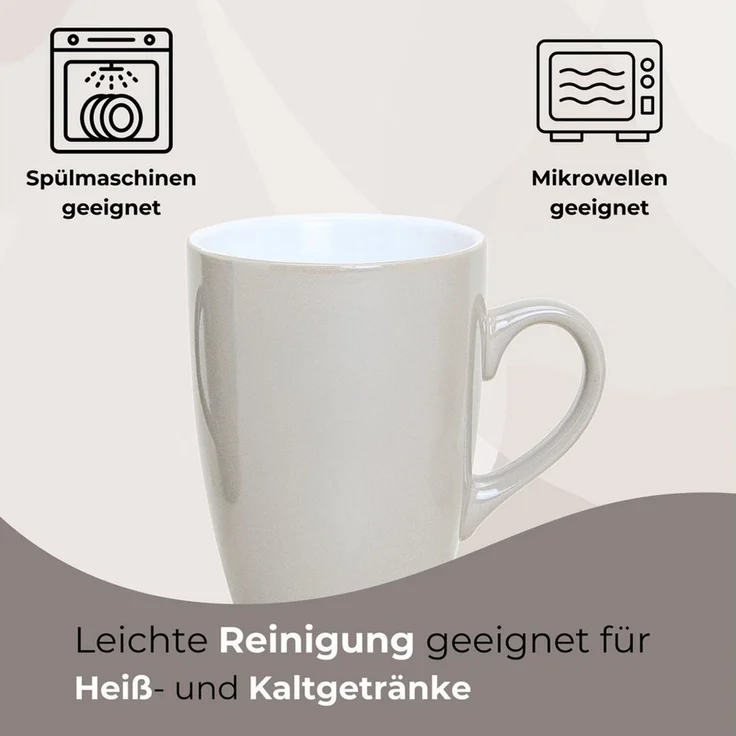 matches21 HOME & HOBBY Tasse Kaffeetassen 6er Set aus Keramik 340ml, Teetassen moderne Farben, 6-tlg, Keramik, Moderne Kaffeebecher Spülmaschinenfest & Mikrowellengeeignet – Bild 3