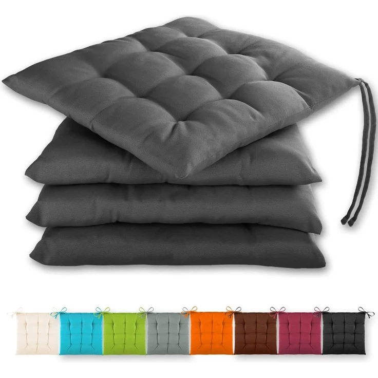 Gräfenstayn Stuhlkissen Sitzkissen 40x40cm Haltebänder Indoor Outdoor, robustes Sitzkissen für Indoor & Outdoor, mit Haltebändern – Bild 1