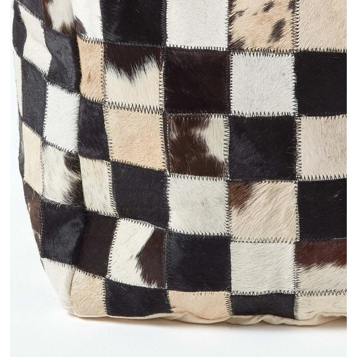 Homescapes Pouf Designer Hocker Pouf Patchwork Lederhocker braun – Bild 3