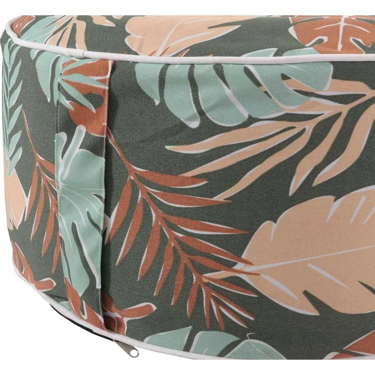 Sitzhocker HWC-G31, Pouf Sitzkissen Sitzsack Gartenhocker, aufblasbar In-/Outdoor Spun Poly 29x55cm ~ Blatt-Design – Bild 6