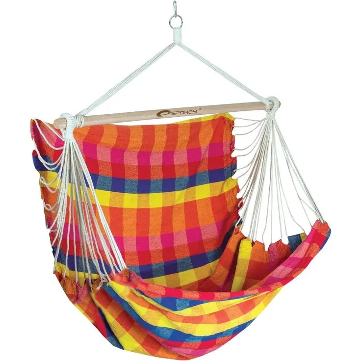 Spokey Bench 2-Personen Hängesessel Deluxe, Gestreift (Rot-Gelb), Bunt, 200 cm