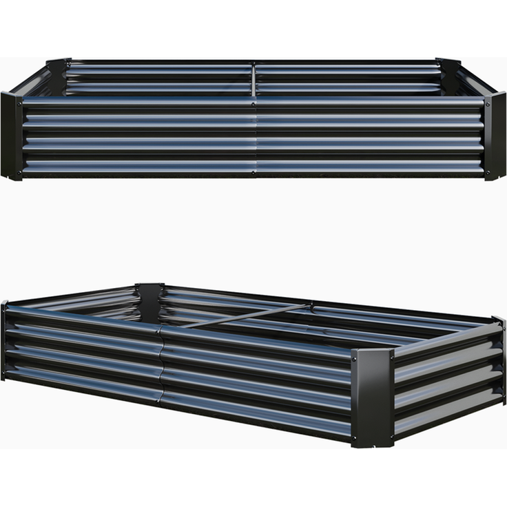 Homerecommend Hochbeet 180x90x30 cm, Gartenbett und Pflanzenkasten aus verzinktem Stahl, für Gemüse und Kräuter, Schwarz – Bild 10