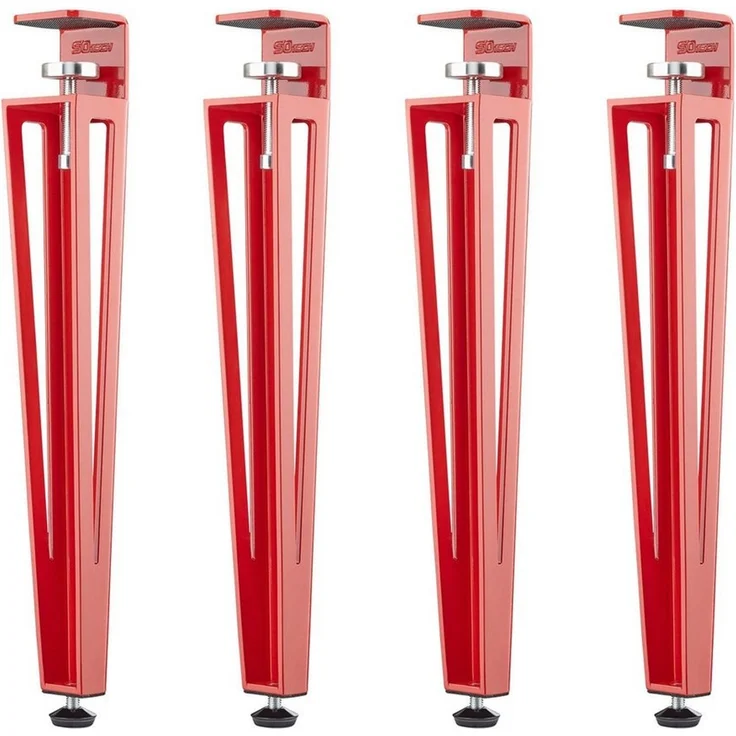 SO-TECH® Tischbein ColorLine in F-Form konisch zulaufend von 70 auf 40 mm, mit Klemmschraube (ohne Bohren) - rot - Höhe 464 mm - 4x – Bild 1