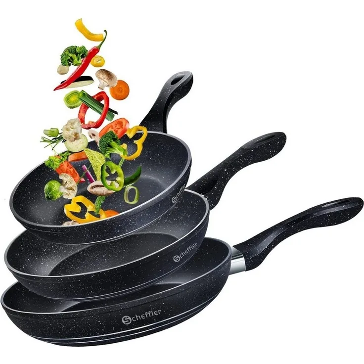 Scheffler Pfannen-Set Pfanne Ø20/24/28 cm Bratpfanne Antihaftbeschichtung Pfanne Induktion, Aluminium (Pfannenset, 3-tlg), Indukion