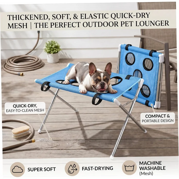 Fyrove Arbeitstisch Tierpflege, Tierpflegehammock, Tierpflegehammock faltbar (Spar-Set, 1 x Pflegehammock mit Gestell), Faltbar, platzsparend, rutschfest, atmungsaktiv, verstellbar – Bild 2