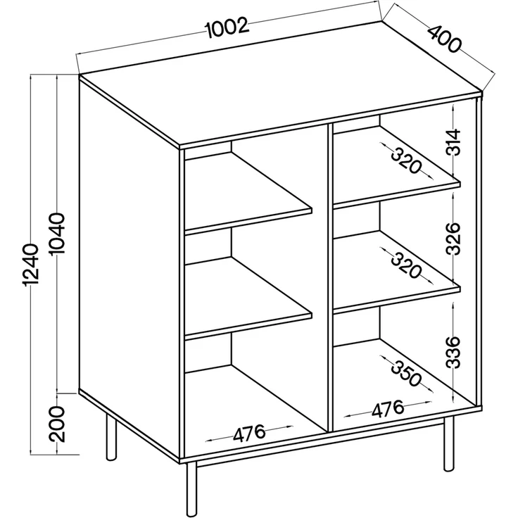 Selsey 'Neksto' Highboard 2-türig, Eichenholzoptik, ca. 124 x 100 x 40 cm – Bild 5