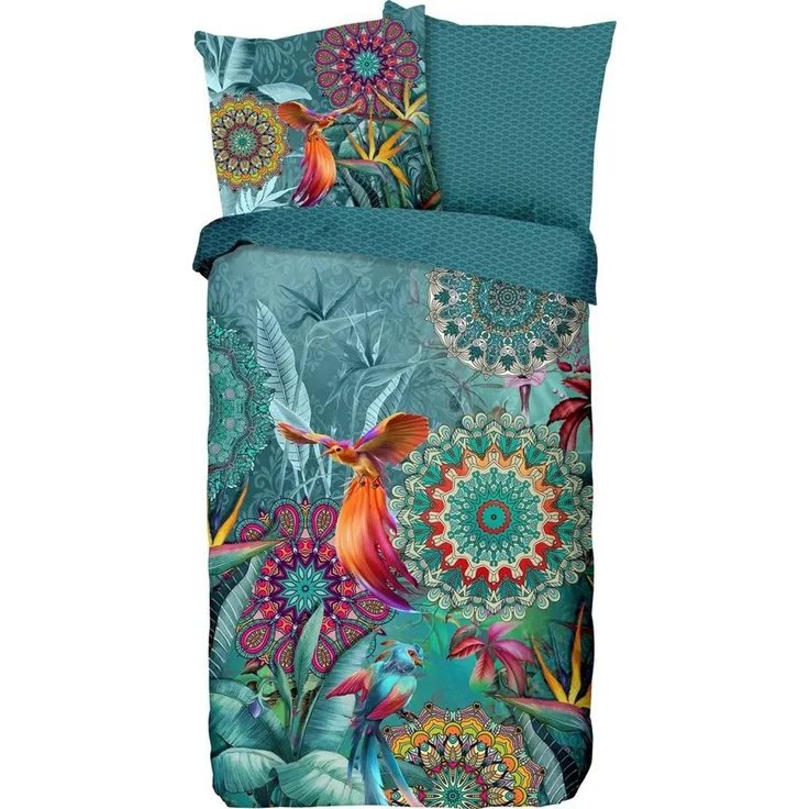 HIP Mako Satin Bettwäsche 2 teilig Bettbezug 155x220 cm Kopfkissenbezug 80x80 cm Lovise 6995.99.12 Multi