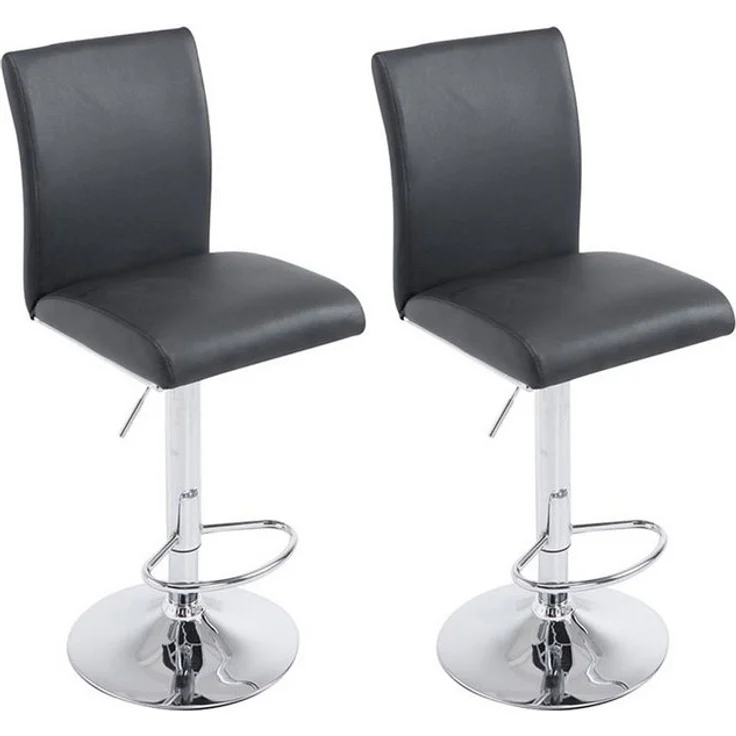 TPFLiving Barhocker höhenverstellbar (Set, 2 St, Barstuhl mit Rückenlehne- - Thekenhocker - Hocker für Küche), 360° drehbar - chromfarbener Stahl - Sitzfläche: Kunstleder Schwarz – Bild 4