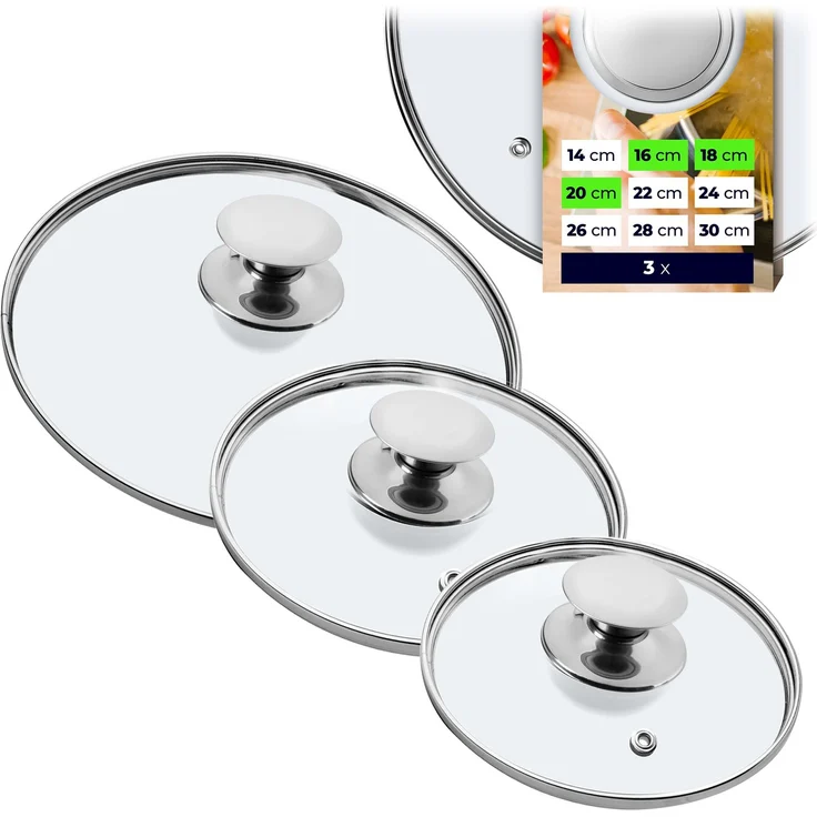 KADAX Glasdeckel-Deckelset 16/18/20 cm – Bild 1