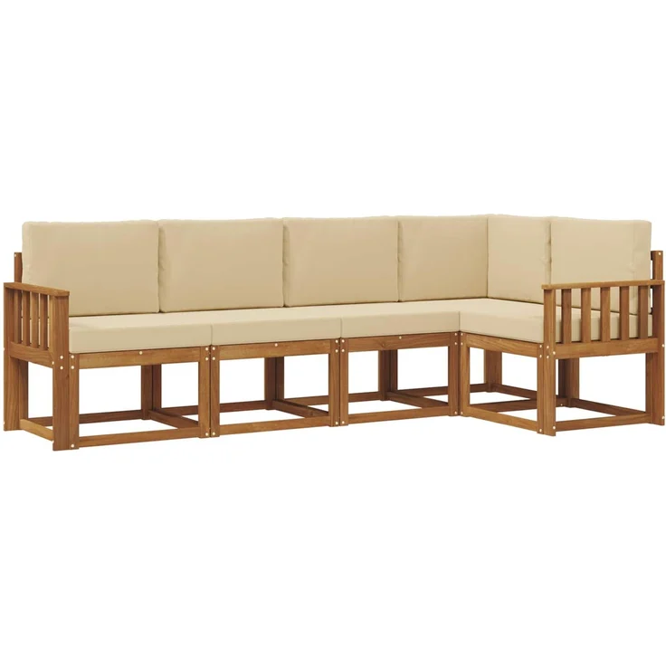 vidaXL Outdoor-Sofagarnitur 5 stk. 5-Sitzer Natur und Beige 3366391 – Bild 2