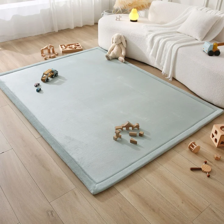 Wolkenweiche Spielmatte Baby 200x150x2,5cm, grün – Kinderzimmer Teppich mit hochwertigem Memory-Schaum – Krabbelmatte Baby mit Rutschfester Unterseite – Krabbeldecke, Kinderteppich, Tatami Matte – Bild 8