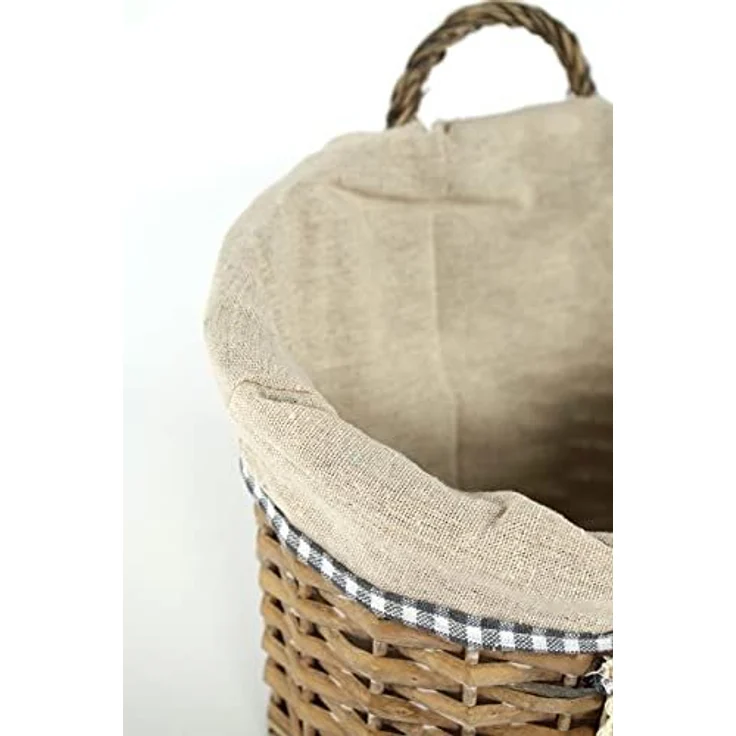 Kobolo Dekokorb Korb Weide mit Textil in grey-washed L 31 cm – Bild 4