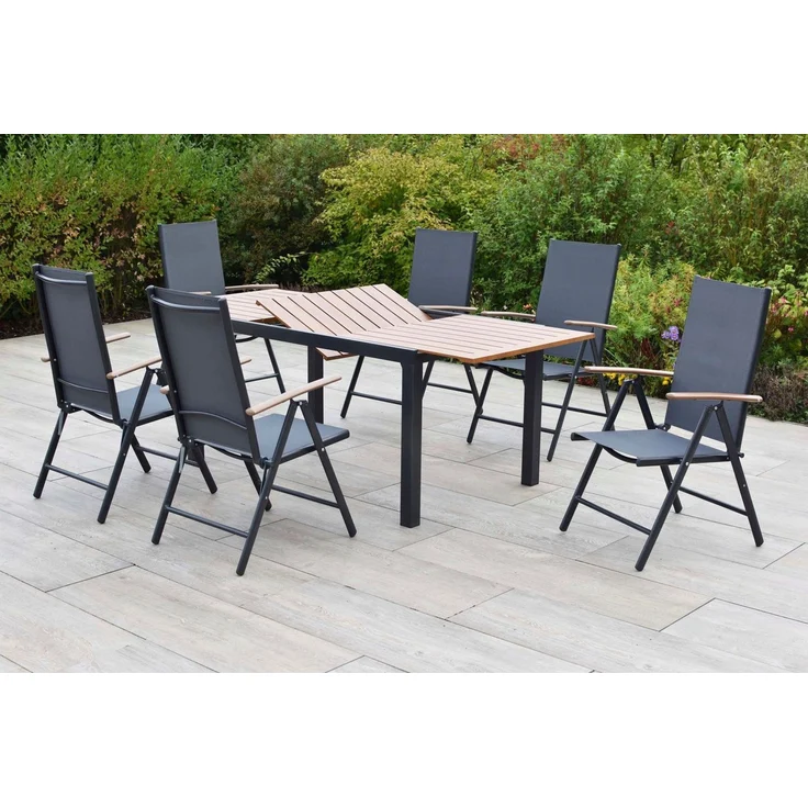 MERXX Garten-Essgruppe Valenza, (Set, 7-tlg), inkl. 6 Klappsessel, 1 Ausziehtisch – Bild 1