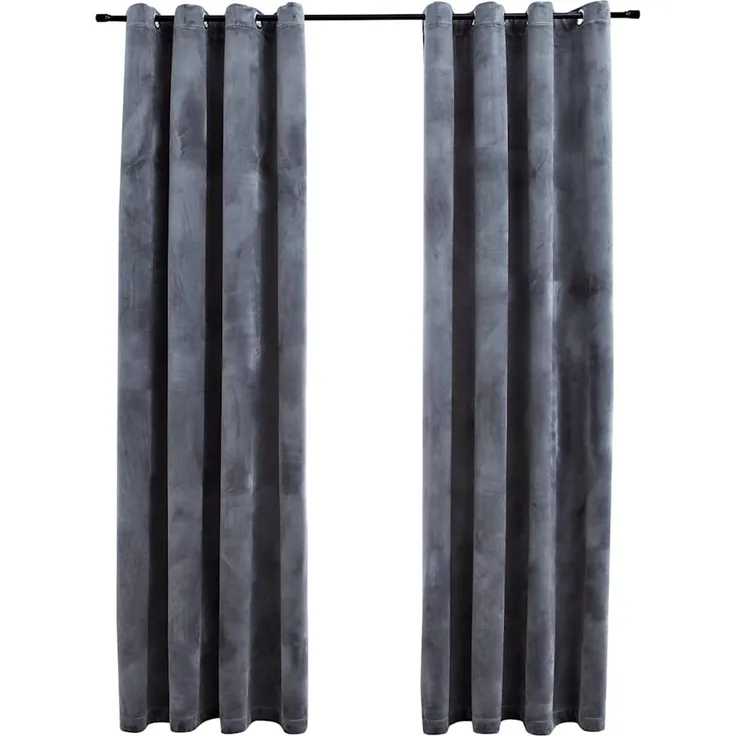 Verdunkelungsvorhänge | für Wohnzimmer & Schlafzimmer mit Ösen 2 Stk. Samt Anthrazit 140x175 cm