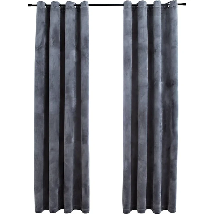 Verdunkelungsvorhänge | für Wohnzimmer & Schlafzimmer mit Ösen 2 Stk. Samt Anthrazit 140x175 cm – Bild 1