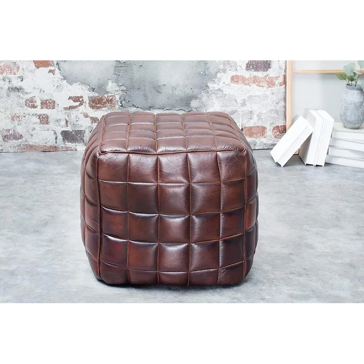 riess-ambiente Sitzwürfel RIDER 40cm braun, mit Echtleder-Bezug – Bild 7