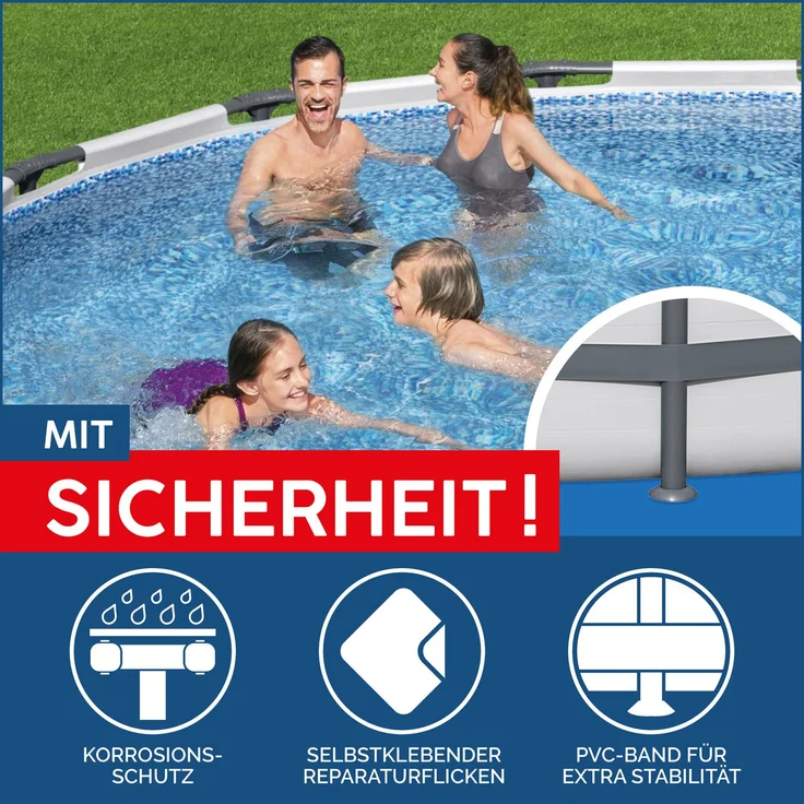 Bestway® Steel Pro MAX™ Ersatz Frame Pool ohne Zubehör Ø 396 x 122 cm, lichtgrau, rund – Bild 7