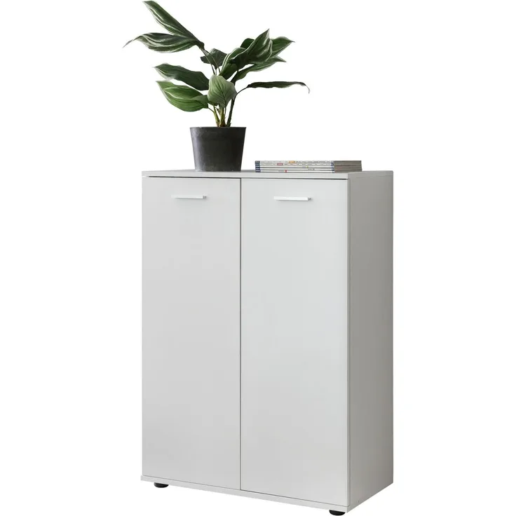 Wohnling Kommode SVEA mit 2 Türen 71 x 104 x 35 cm Mehrzweckschrank Holz | Flurschrank hell modern | Schrank klein | Anrichte Sideboard matt | Kommodenschrank Flurmöbel, Weiß