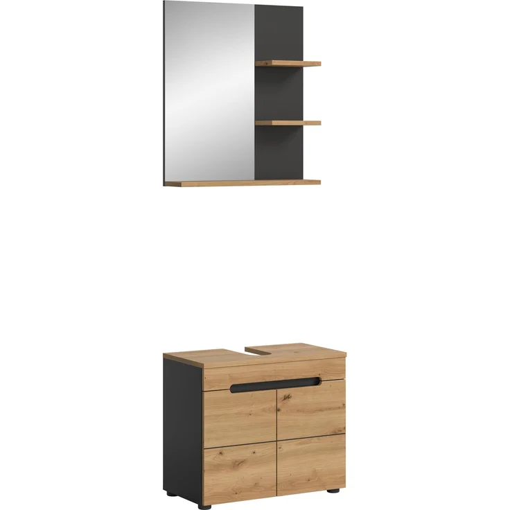 Xonox Canu Badkombination (B/H/T: 63x193x34 cm) in Basalt grau Nachbildung und Artisan Nachbildung – Bild 1
