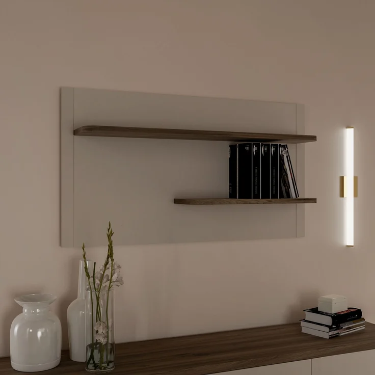 Wandboard >LACETTI< in Valencia Eiche Dekor / sandfarbig - 120x66x21,9cm (BxHxT) – Bild 2