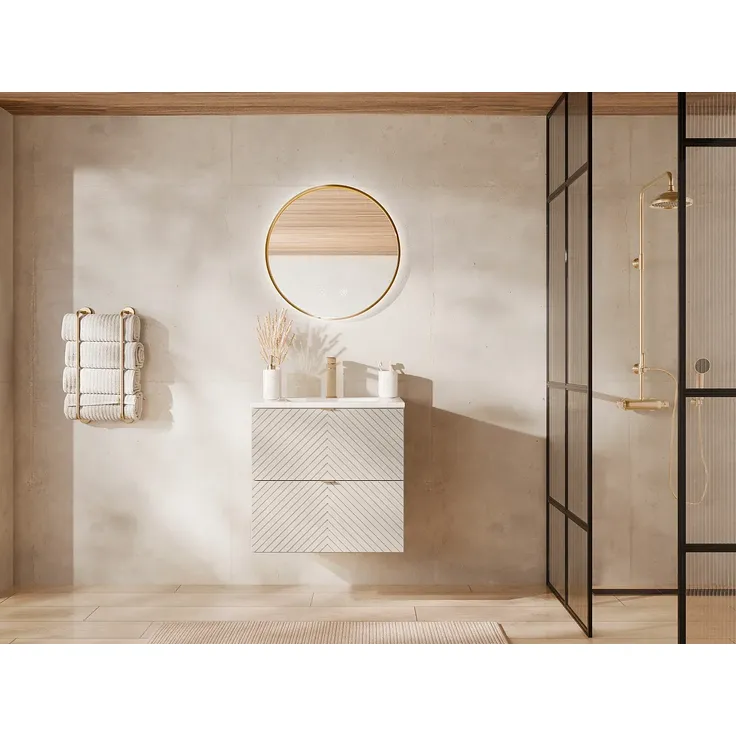 Vente-unique - DORIONI Badmöbel-Set Holz, Platte Beige - B 46 cm x H 61,6 cm x L 60 cm