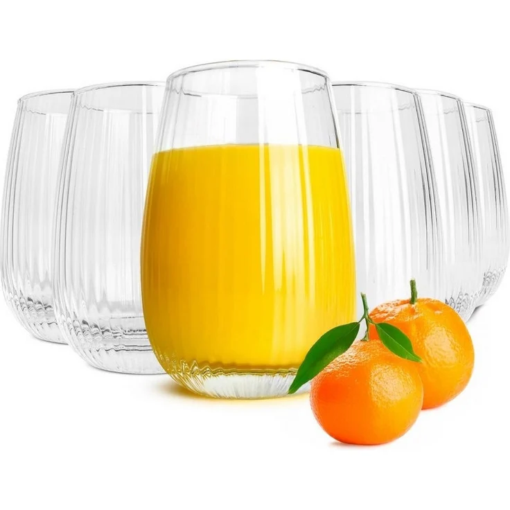 6 Trinkgläser 350ml (max. 400ml) mit geriffelter Oberfläche Cocktailgläser Saftgläser – Bild 5