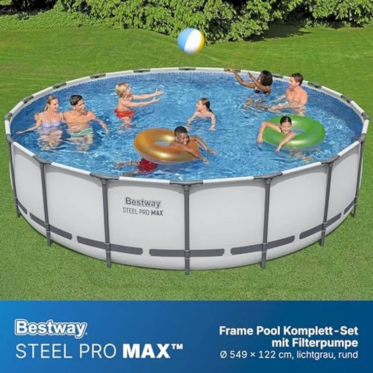 Steel Pro MAX™ Frame Pool Komplett-Set mit Filterpumpe Ø 549 x 122 cm, lichtgrau, rund – Bild 3
