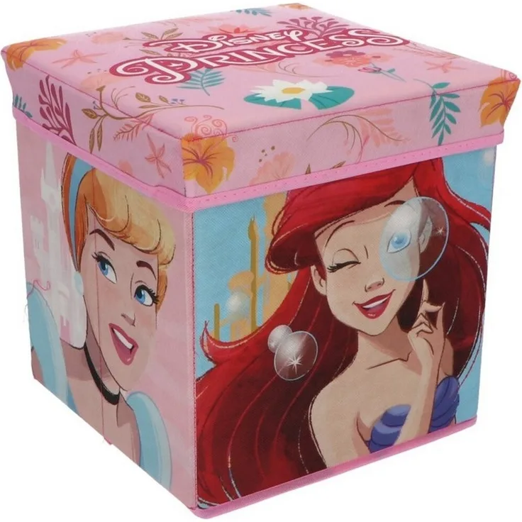 Disney Princess Aufbewahrungsbox Sitzbox – 30x30x30 cm Aufbewahrung und Sitzmöglichkeit für Kinder