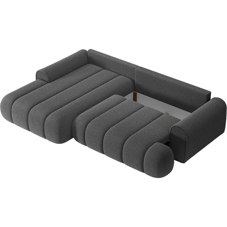 Selsey 'Dandelino' Ecksofa mit Schlaffunktion, Stauraum und Bouclé-Bezug, grau, links, 80 x 275 x 168 cm – Bild 7
