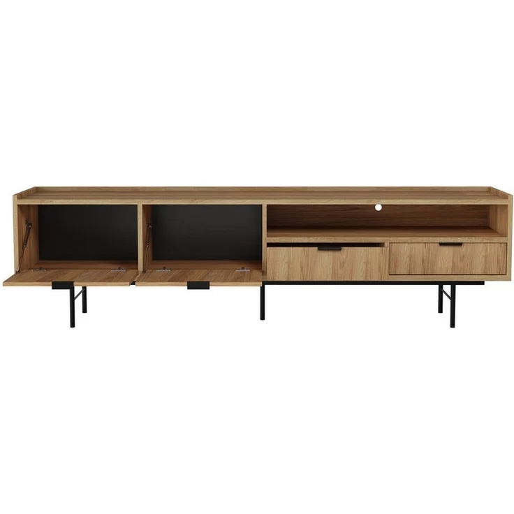 Beautysofa TV-Schrank Evron mit 2 Schubladen, 2 Türen und offene Ablage (zwei moderne Farben zur Auswahl) Breite: 200 cm – Bild 2