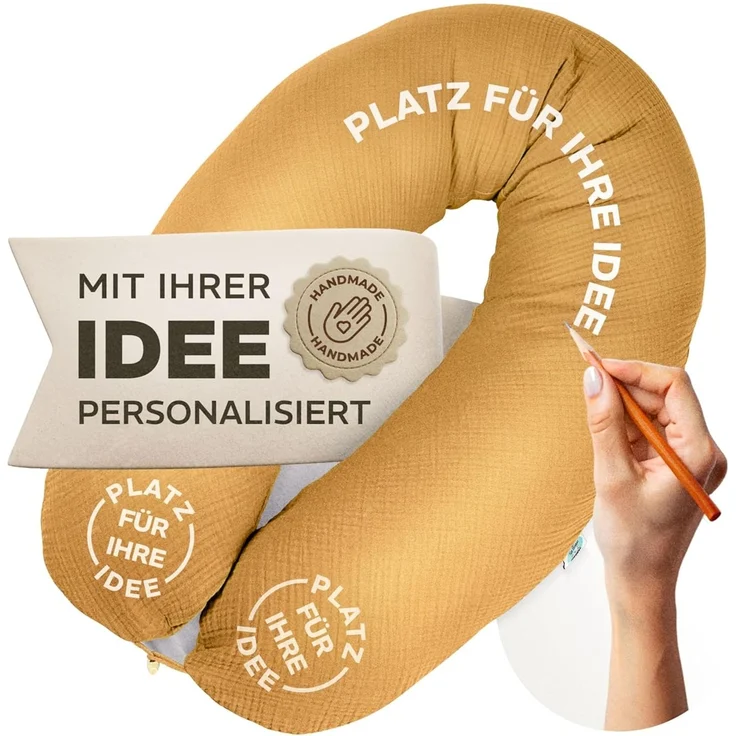 sei Design XXL Stillkissen Seitenschläferkissen - Musselin-Bezug personalisiert mit Namen Geburtsdatum: personalisierte Geschenke zum Geburt Baby Geschenk für Junge oder Mädchen – Bild 1