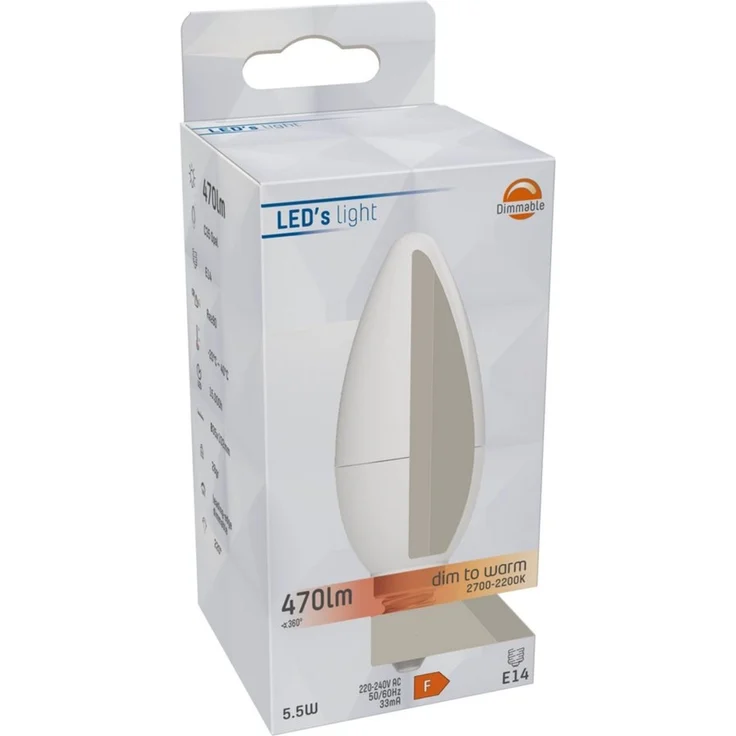 LED's light LED-Leuchtmittel 0620117 LED Kerze, E14, E14 dimmbar 5W Dim2warm Opal C35 – Bild 2