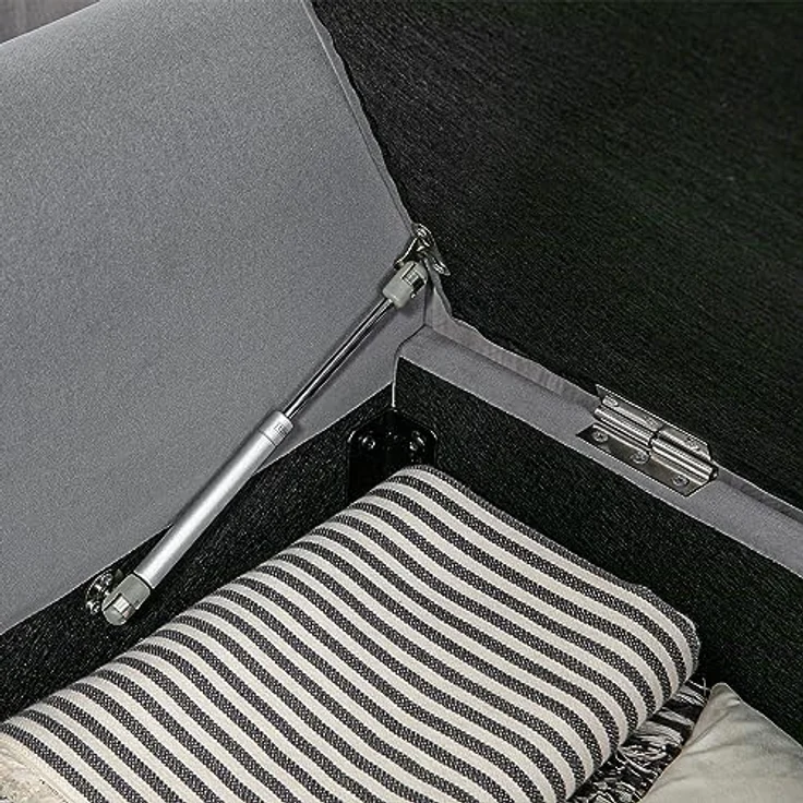 HOMCOM Polsterbank Flurbank, mit Stauraum, in Samtoptik, 126 x 48,5 x 47 cm (Bettbank, 1-St, Sitzbank), für Schlafzimmer, Grau – Bild 9