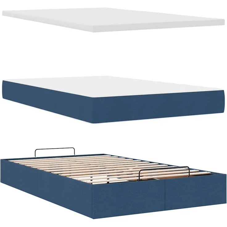 vidaXL Ottoman-Bett mit Matratze & LEDs Blau 120x200 cm Stoff 3313919 – Bild 8