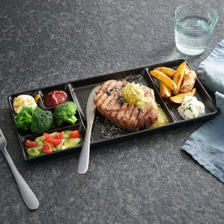 Betty Bossi Servierplatte Gourmet-Teller mit Fächern für Fondue, Raclette, Sushi, BBQ, weiß, Porzellan, (Set, 2-tlg, 2 x Gourmet-Teller), Hochwertige Porzellanteller, perfekt für Weihnachten und Silvester – Bild 6