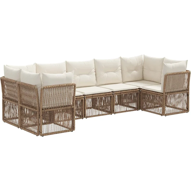 vidaXL Gartensofa-set 7 stk. 7-Sitzanzahl Beige Poly-Rattan 3434337 – Bild 2