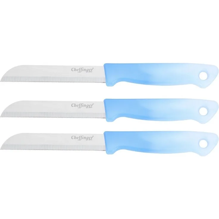3 Stück Küchenmesser 18 cm mit ergonomischem Griff - vielseitig & pflegeleicht, Hellblau