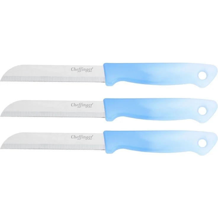 3 Stück Küchenmesser 18 cm mit ergonomischem Griff - vielseitig & pflegeleicht, Hellblau – Bild 1