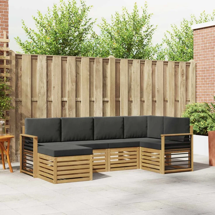 vidaXL Outdoor-Sofagarnitur 6 stk. 5-Sitzer Weiß und Anthrazit 3392127 – Bild 1